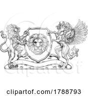 Coat Of Arms Pegasus Lion Crest Shield Family Seal by AtStockIllustration