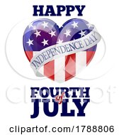 Poster, Art Print Of Happy Fourth Of July American Flag Heart Design