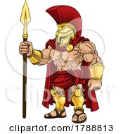 Poster, Art Print Of Spartan Warrior Roman Gladiator Or Trojan Cartoon