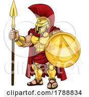 Poster, Art Print Of Spartan Warrior Roman Gladiator Or Trojan Cartoon