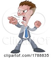 Poster, Art Print Of Angry Boss Office Worker In Suit Cartoon Shouting