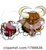 Poster, Art Print Of Bull Minotaur Longhorn Cow Cricket Mascot Cartoon