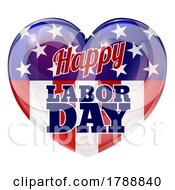 Happy Labor Day American Flag Heart Design