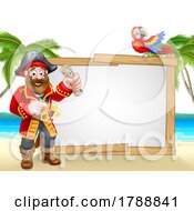 Pirate Cartoon Beach Background by AtStockIllustration