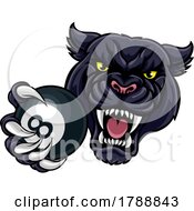 Poster, Art Print Of Panther Angry Pool 8 Ball Billiards Mascot Cartoon
