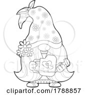 Cartoon Black And White Female Gnome Holding A Watering Can by Hit Toon