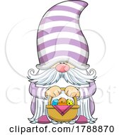 Cartoon Gnome Holding A Basket Of Easter Eggs