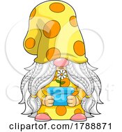 Poster, Art Print Of Cartoon Female Gnome Holding A Potted Flower