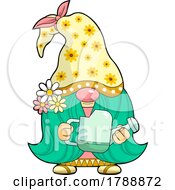 Poster, Art Print Of Cartoon Female Gnome Holding A Watering Can