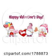 Cartoon Happy Valentines Day Greeting Over Gnomes