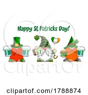 Cartoon Happy St Patricks Day Greeting Over Gnomes