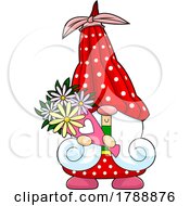 Poster, Art Print Of Cartoon Gnome Holding Flowers