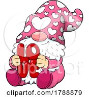 Cartoon Valentines Day Gnome Holding The Word Love by Hit Toon