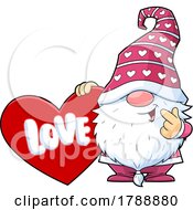Cartoon Valentines Day Gnome Holding A Love Heart