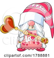Cartoon Female Valentines Day Gnome Holding A Wand