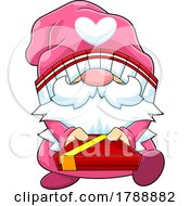 Poster, Art Print Of Cartoon Valentines Day Gnome Holding A Gift