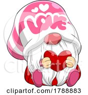 Poster, Art Print Of Cartoon Gnome Holding A Heart And Wearing A Love Hat