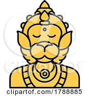Poster, Art Print Of Indian Hindu God Hnuman Anjaneya In Gold Yellow