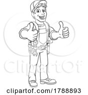Poster, Art Print Of Handyman Cartoon Caretaker Construction Man