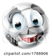 Poster, Art Print Of Soccer Ball Emoticon Face Emoji Cartoon Icon