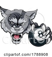 Poster, Art Print Of Wolf Angry Pool 8 Ball Billiards Mascot Cartoon