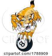 Poster, Art Print Of Wildcat Angry Pool 8 Ball Billiards Mascot Cartoon