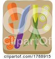 Poster, Art Print Of Vegetables And Knife On Chopping Cutting Board
