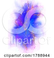 Poster, Art Print Of Hand Painted Alcohol Ink Background With Gold Glitter Elements 0111
