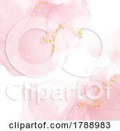 Poster, Art Print Of Pastel Pink Alcohol Ink Background With Gold Glitter