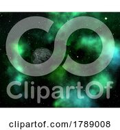 Poster, Art Print Of 3d Space Scene With Nebula And Abstract Planet