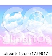 Abstract Gradient Sky Background With Cotton Candy Clouds