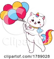 Poster, Art Print Of Unicorn Cat With Balloons