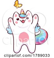 Poster, Art Print Of Unicorn Cat Playing With A Butterfly