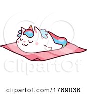 Unicorn Cat Sleeping On A Blanket by Vector Tradition SM