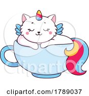 Poster, Art Print Of Unicorn Cat Sleeping In A Cup