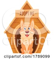 Shelter Dog And House With An Adopt Me Sign
