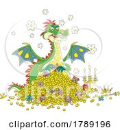 Poster, Art Print Of Cartoon Dragon Guarding Treasure