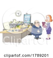 Poster, Art Print Of Cartoon Business Man Talking To His Assistant
