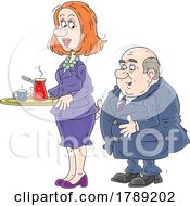 Cartoon Fat Boss Harassing His Assistant