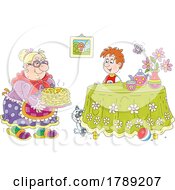 Poster, Art Print Of Cartoon Granny Making Her Grandson Pancakes