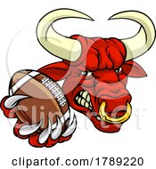 Poster, Art Print Of Bull Minotaur Longhorn Cow Football Mascot Cartoon