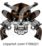 Poster, Art Print Of Cowboy Hat Pistols Skull Pirate Cross Bones