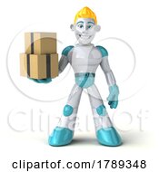 3d Blond Haired Male Robot Character On A White Background