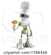 3d Green And White Robot On A White Background