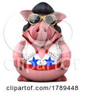 3d Pig Rocker Entertainer On A White Background