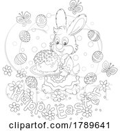 Cartoon Happy Easter Greeting And Rabbit