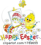 Poster, Art Print Of Cartoon Happy Easter Greeting And Chick