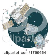 Poster, Art Print Of Cartoon Satellite Breaking Up