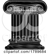 Poster, Art Print Of Column Pillar From Roman Or Greek Temple Woodcut