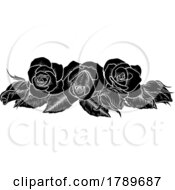 Poster, Art Print Of Roses Woodcut Vintage Style Flower Design
